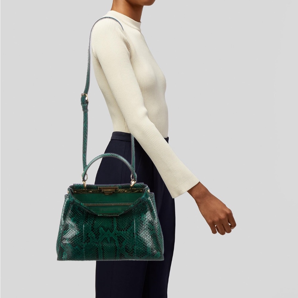 Fendi Medium Python Peekaboo Green Bag - image 4